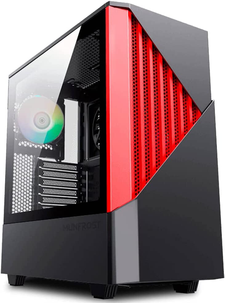 GABINETE MUNFROST PANDA PRO NEGRO/ROJO CON FUENTE 550W
