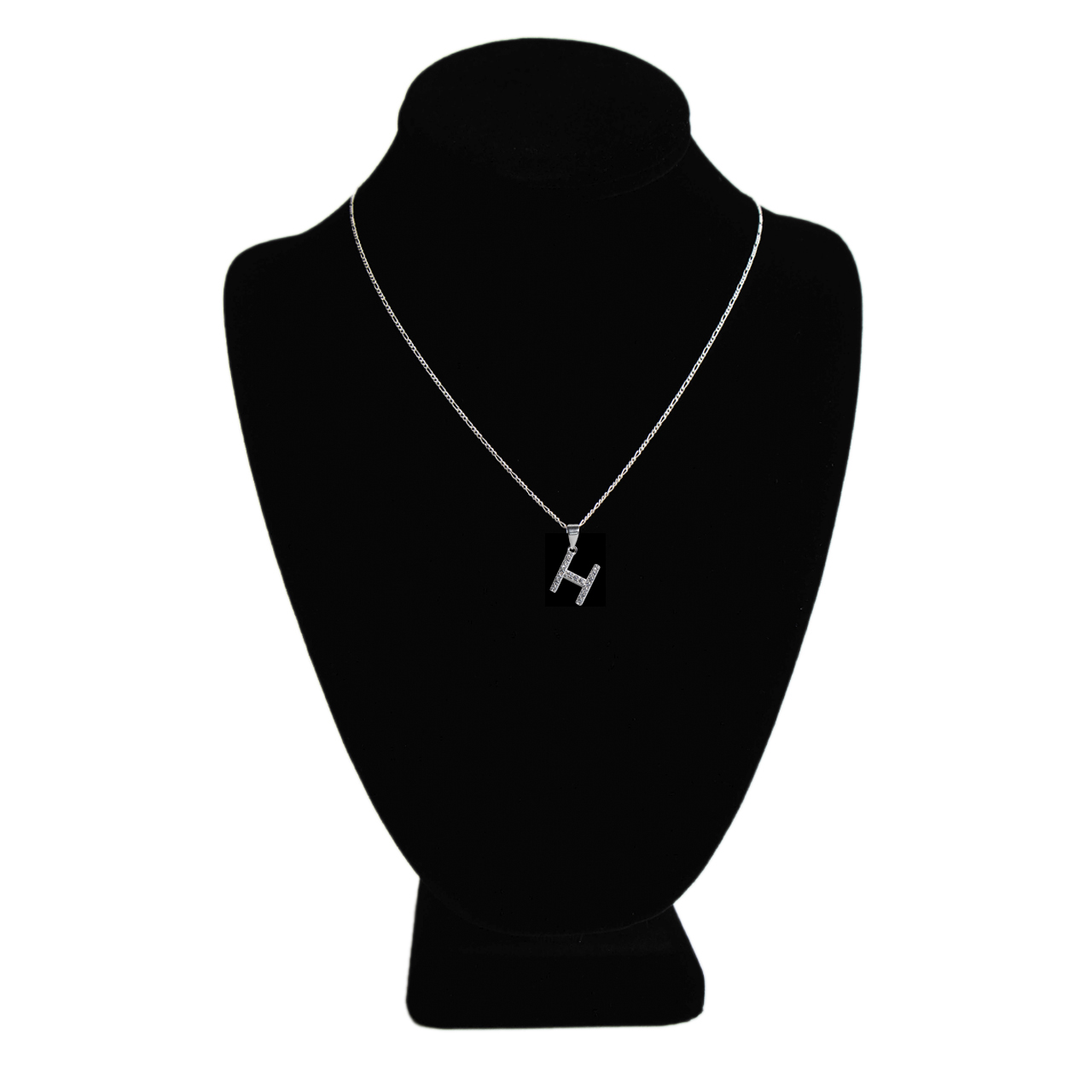 Dije letra H abecedario plata 925 + cadena plata 925 inicial