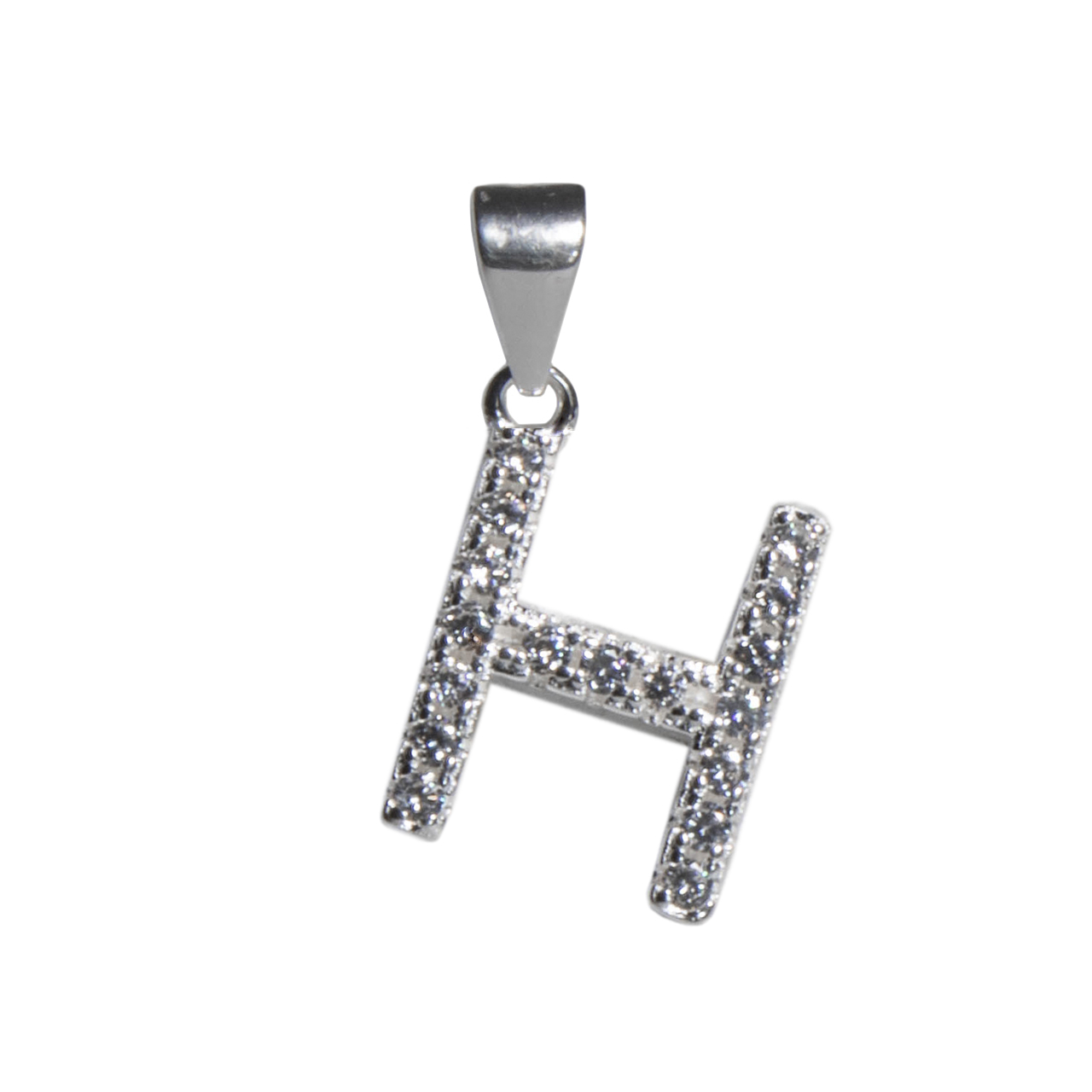 Dije letra H abecedario plata 925 + cadena plata 925 inicial