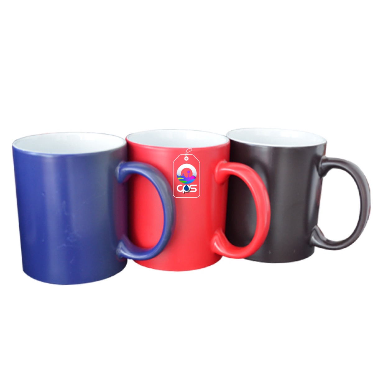 Taza mágica mate de 11 oz. para sublimación. (Azul, Rojo, Negro). 12 pza.