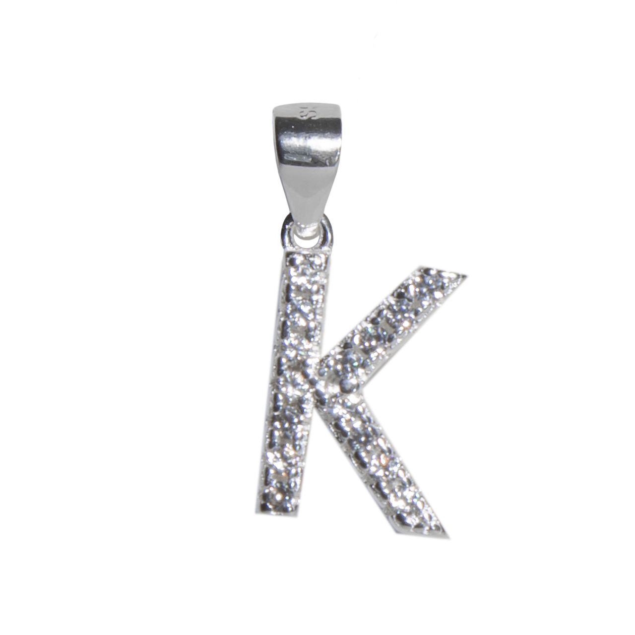 Dije letra K abecedario plata 925 + cadena plata 925 inicial