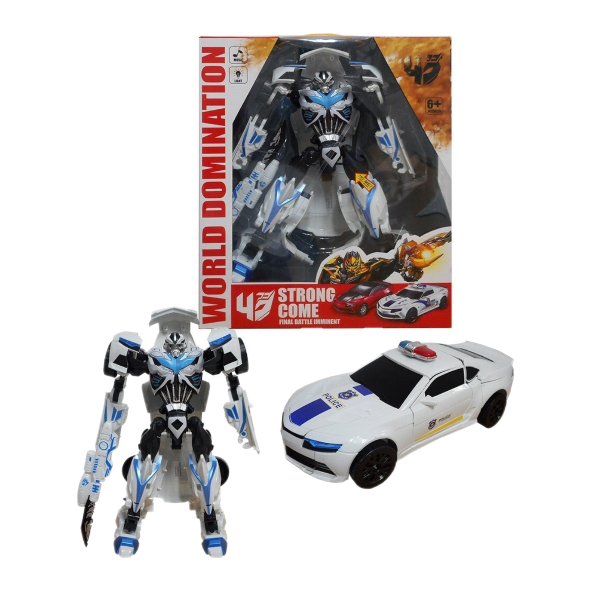 Transformer Robot Con Luz Y Sonido Juguete 34cm