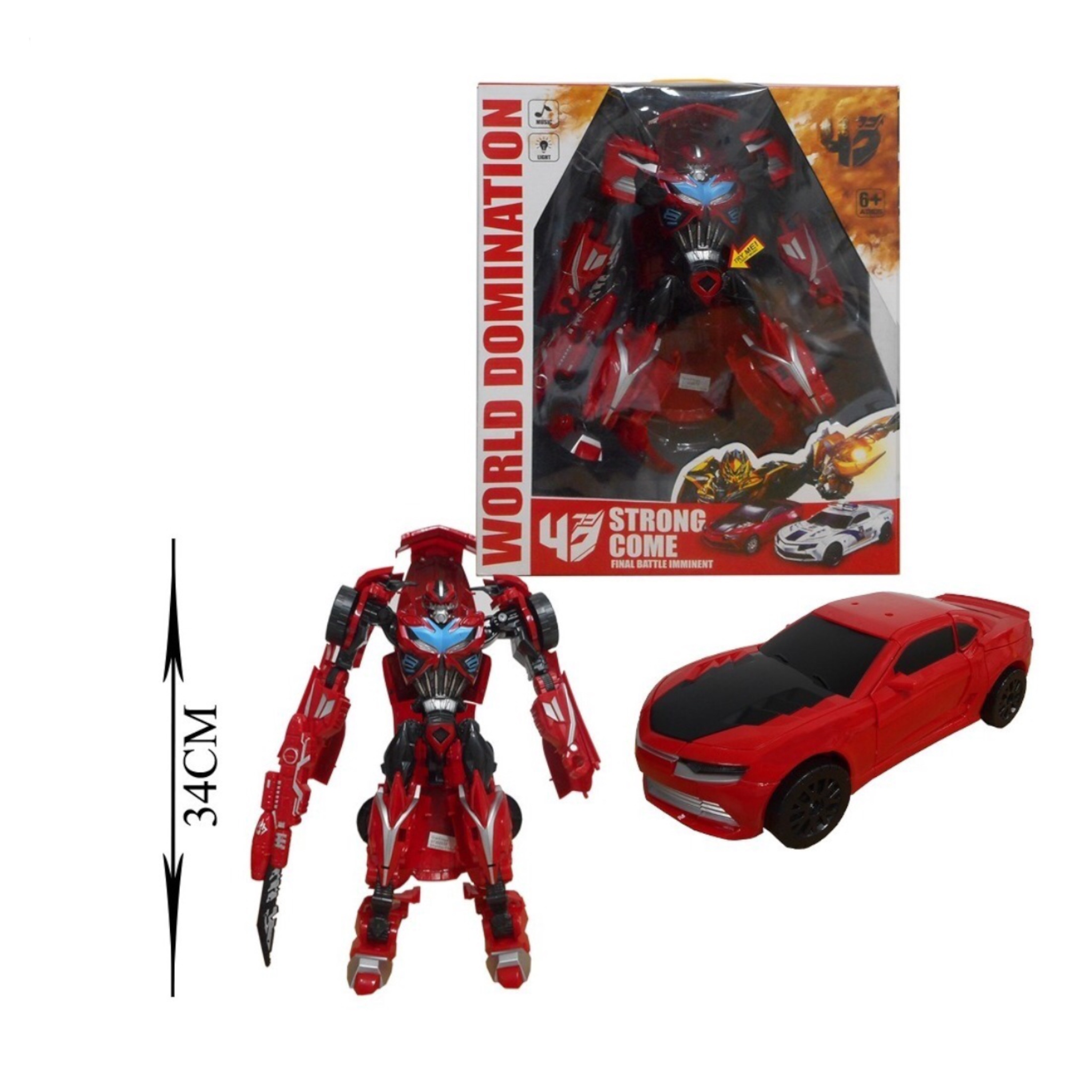 Transformer Robot Con Luz Y Sonido Juguete 34cm