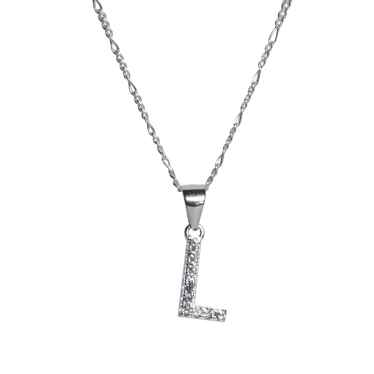 Dije letra L abecedario plata 925 + cadena plata 925 inicial