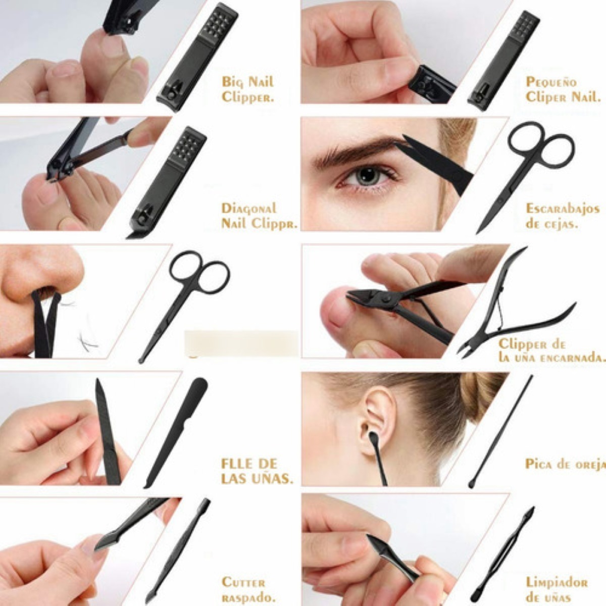 Manicura Y Pedicura Set 30 Piezas Negro con Rojo