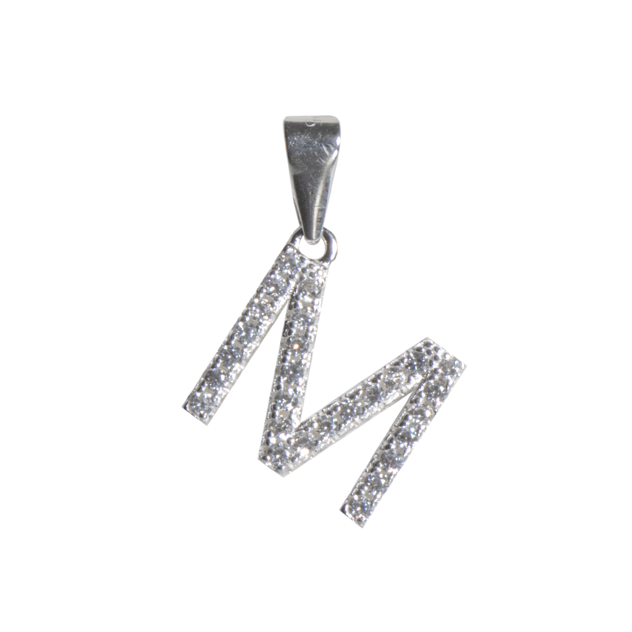 Dije letra M abecedario plata 925 + cadena plata 925 inicial