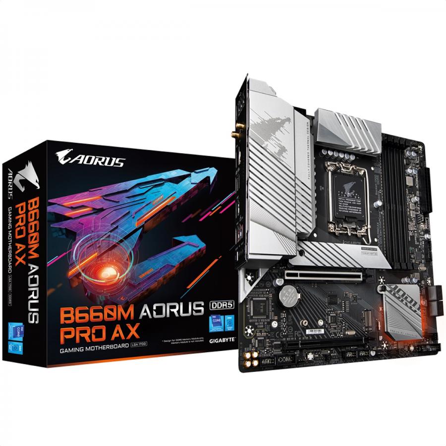 Tarjeta Madre GIGABYTE B660M AORUS PRO AX DDR5 PCI-E WiFi BT Socket 1700