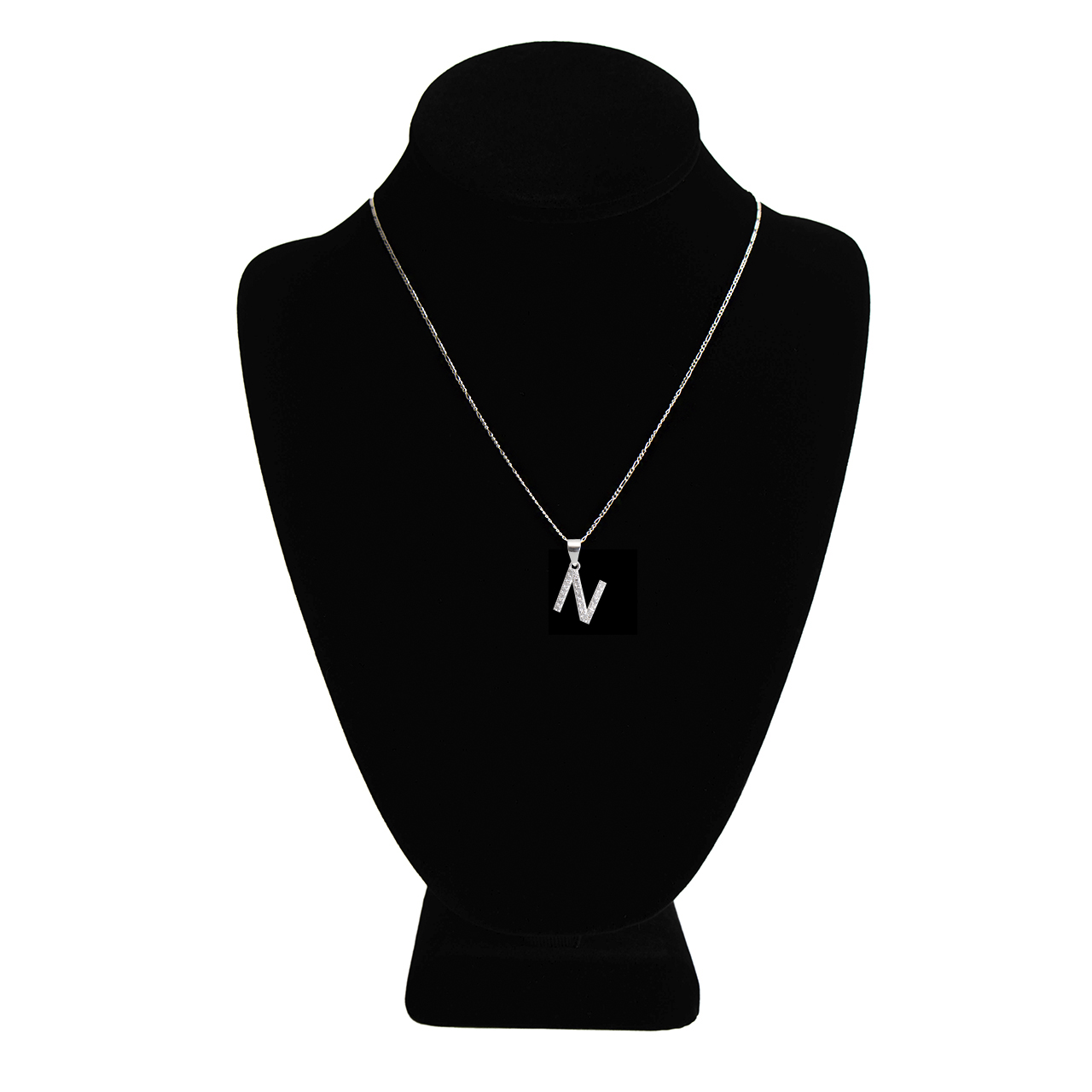 Dije letra N abecedario plata 925 + cadena plata 925 inicial