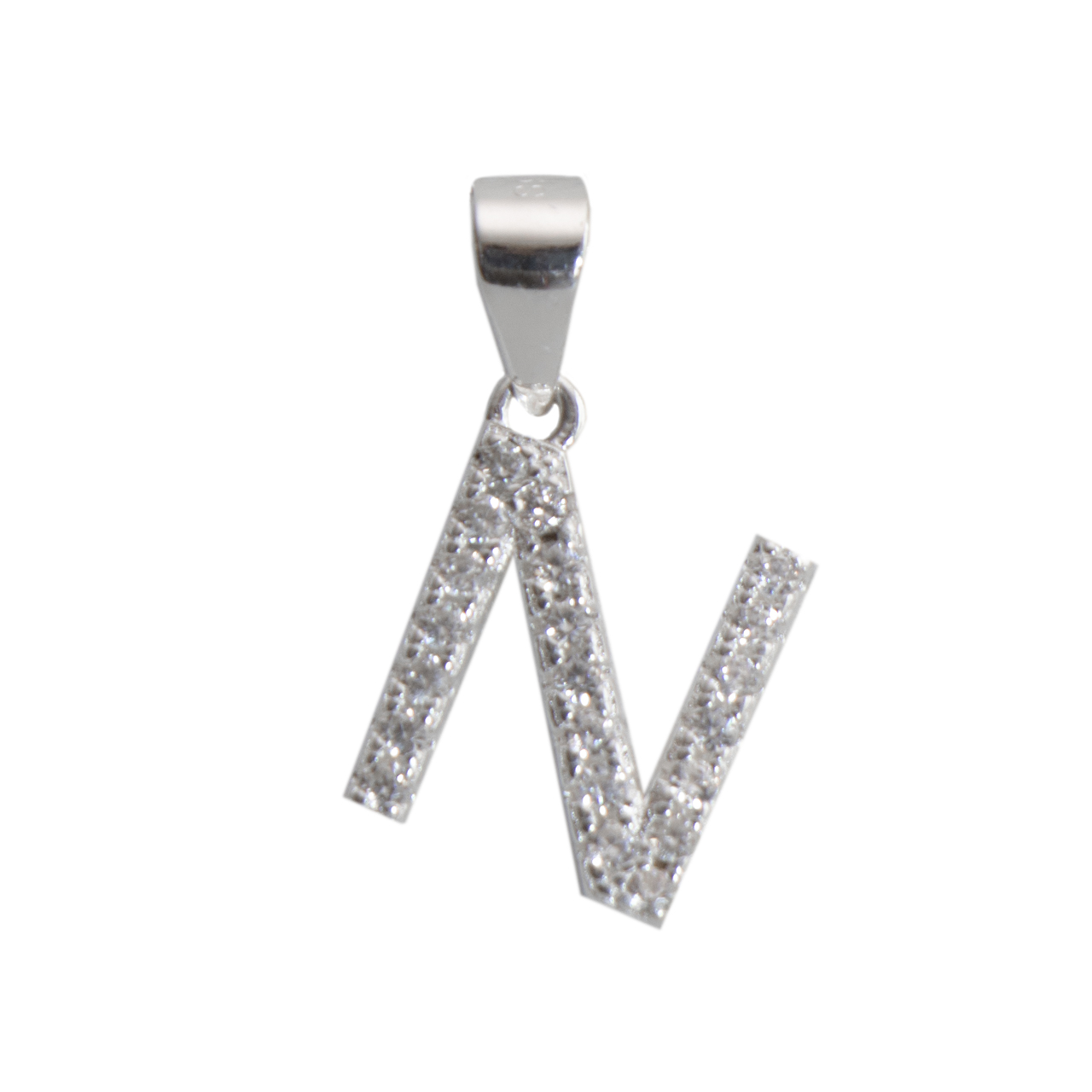 Dije letra N abecedario plata 925 + cadena plata 925 inicial
