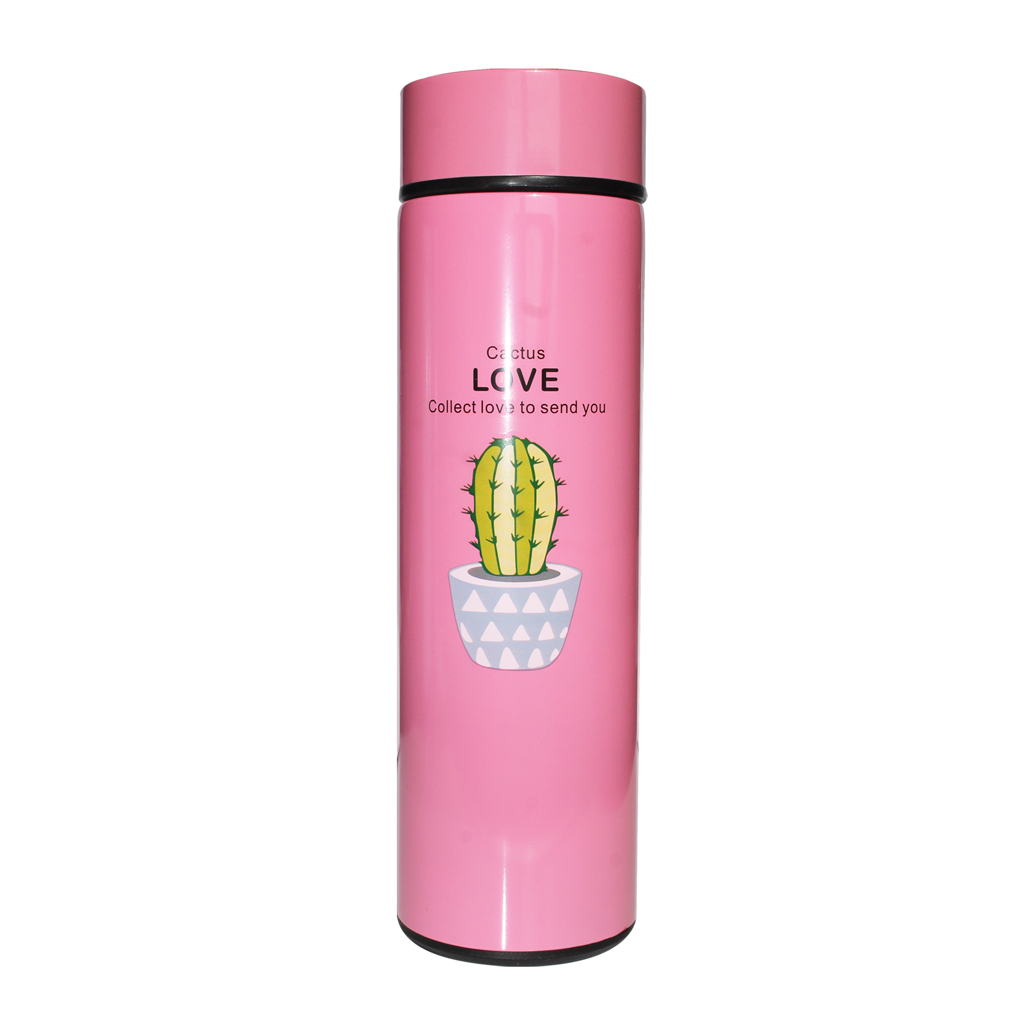 Termo Digital Inteligente de Acero Inoxidable 500ml Cactus Rosa