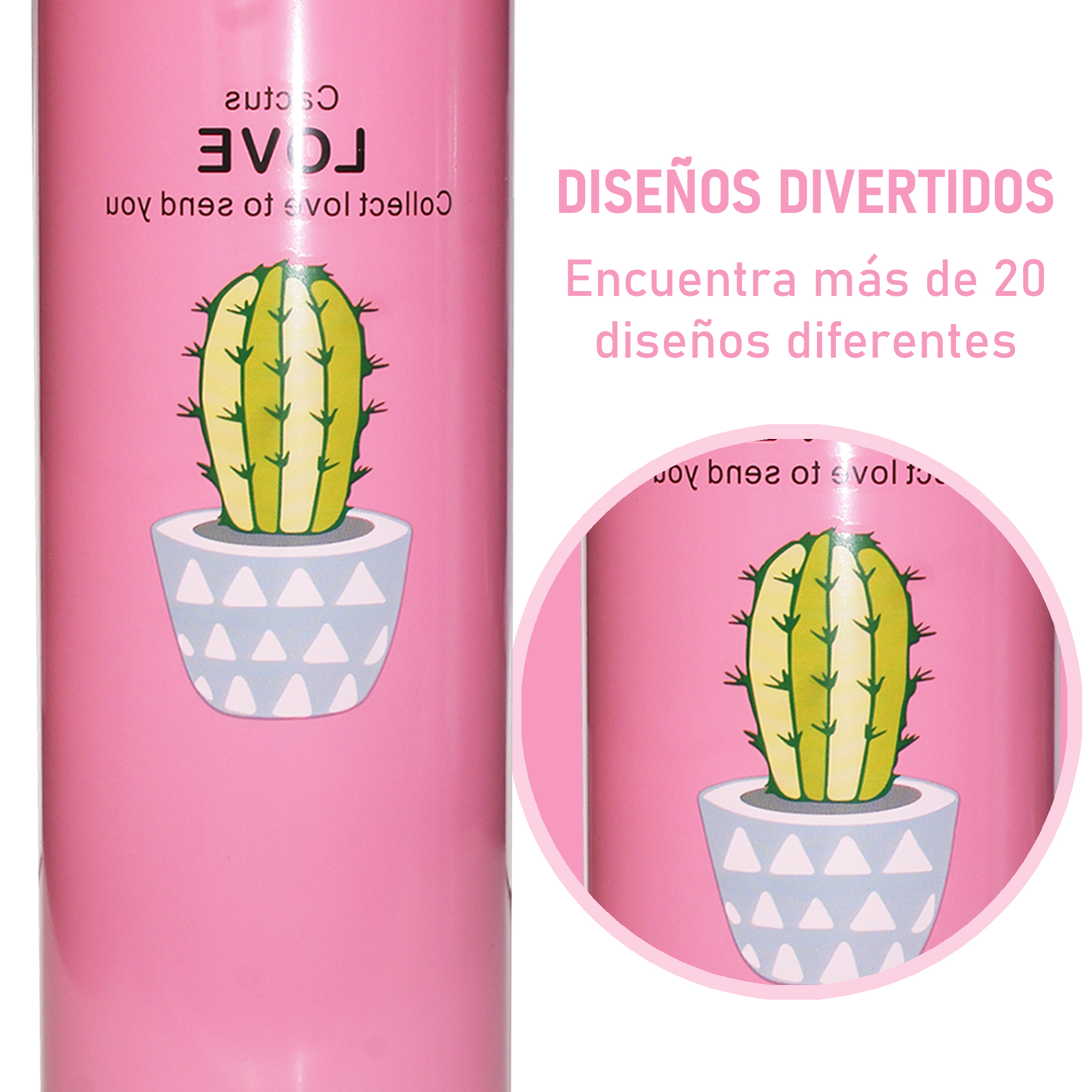 Termo Digital Inteligente de Acero Inoxidable 500ml Cactus Rosa