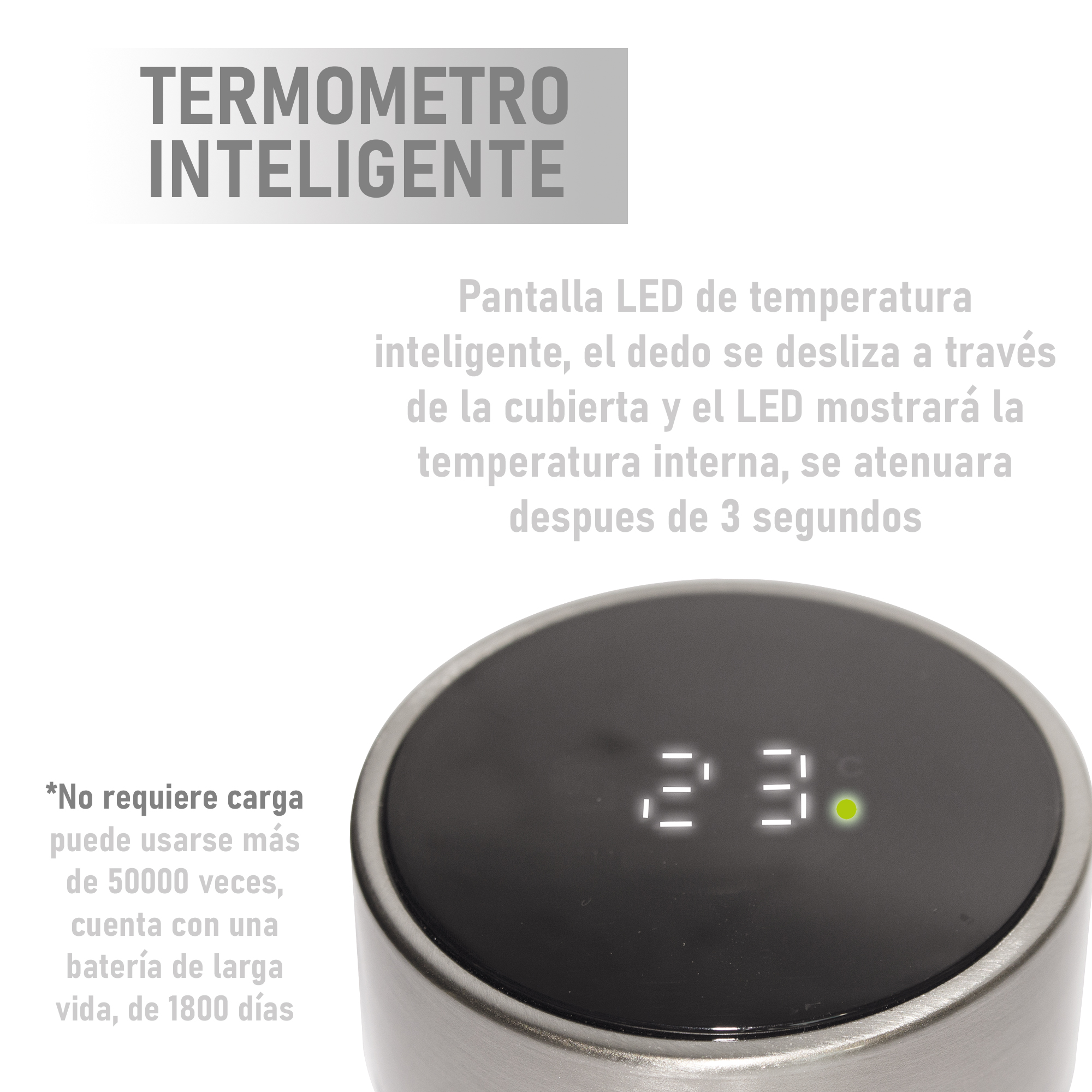 Termo Digital Inteligente Acero Inoxidable 500ml Blanco