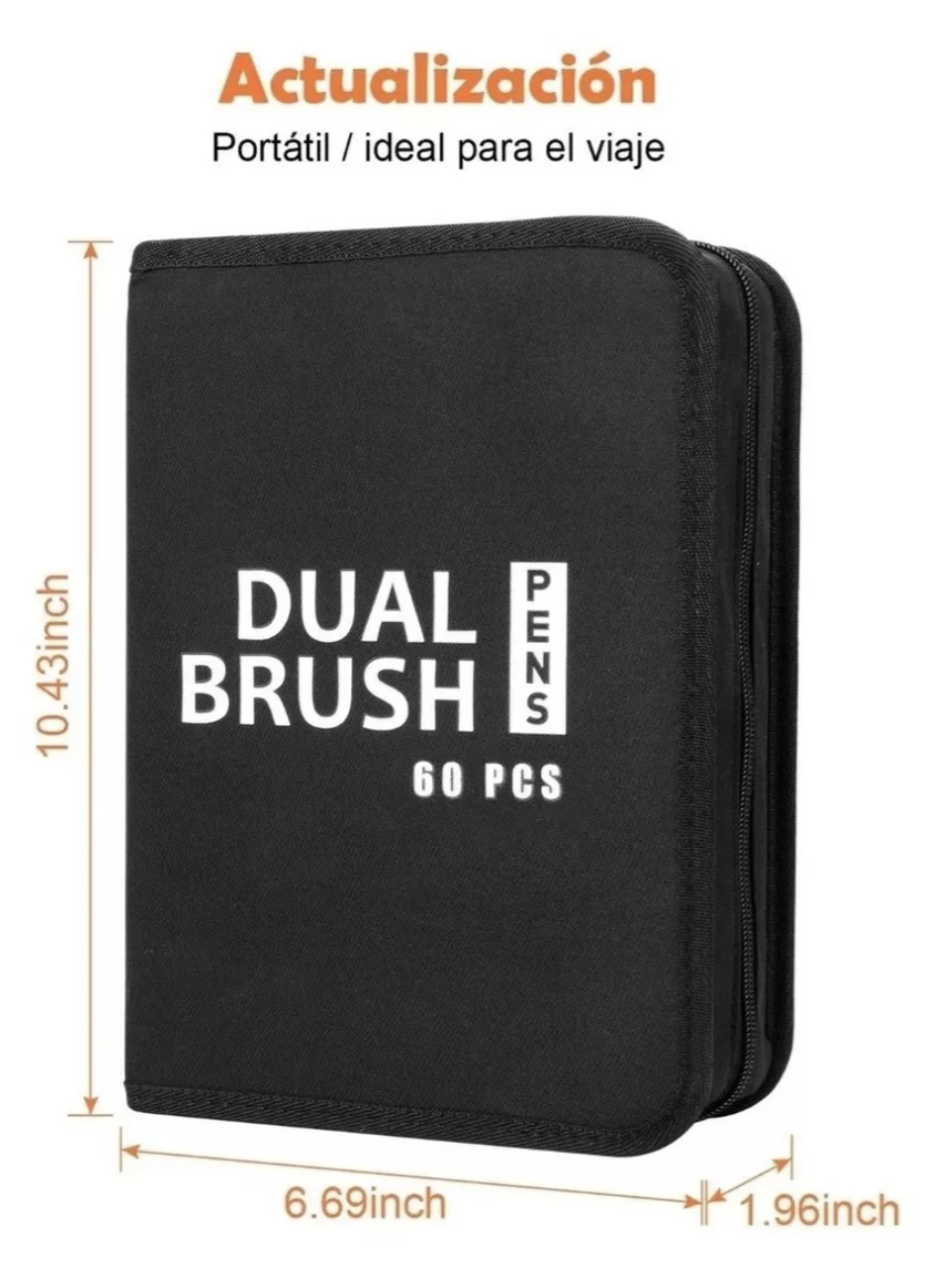 60 Marcadores Pincel De Doble Punta