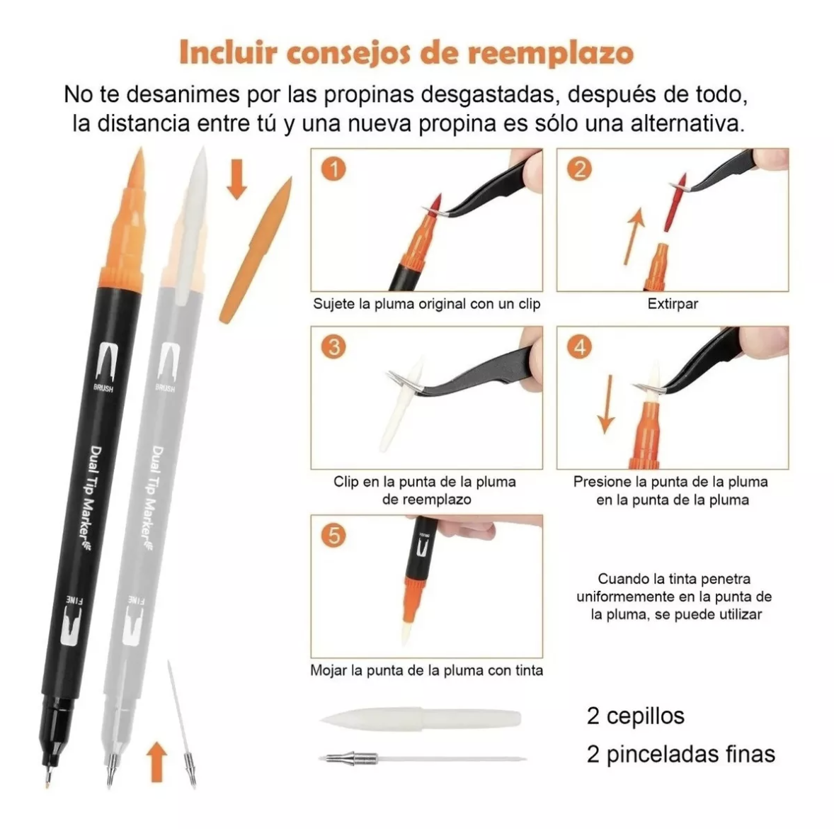 60 Marcadores Pincel De Doble Punta