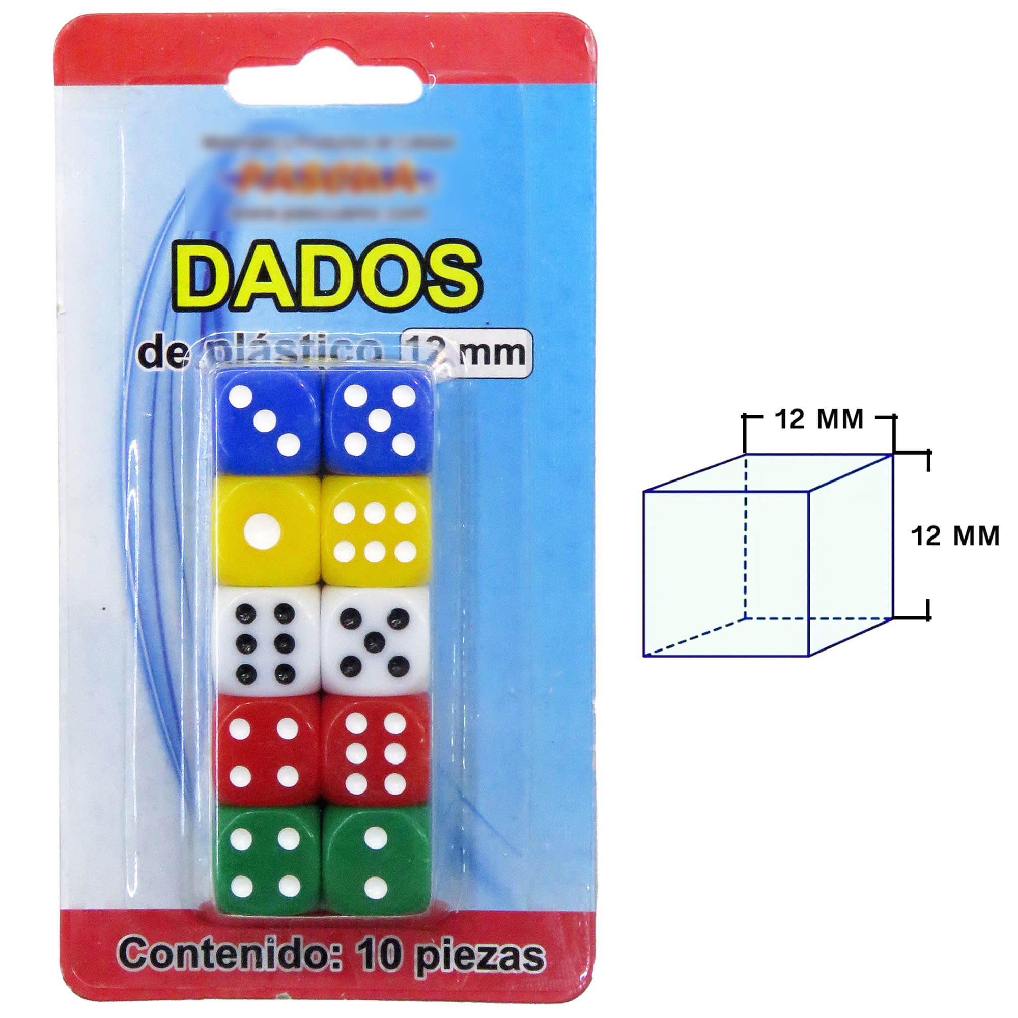 Dados Plasticos De Colores Hay Paquete 10pzas de12mm, 8 pzas de 14mm, 6 pzas de 16mm, De 6 Caras P/Fiesta Casino