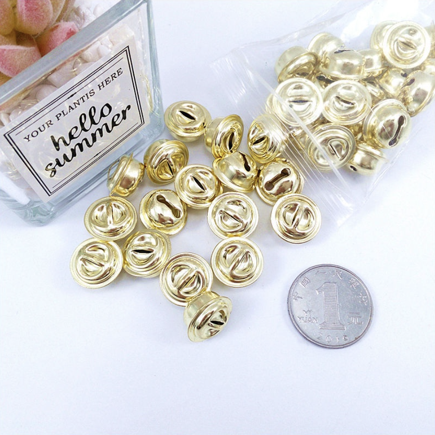 100pcs Cascabeles Dorados para Decoración de Navidad y Manualidades DIY 13mm