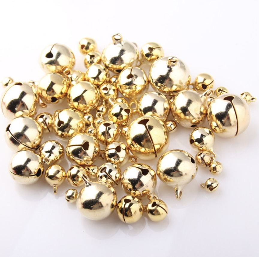 100pcs Cascabeles Dorados para Decoración de Navidad y Manualidades DIY 26mm