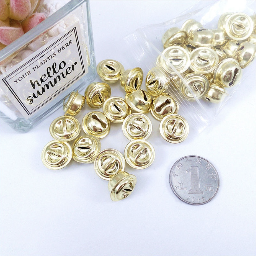 100pcs Cascabeles Dorados para Decoración de Navidad y Manualidades DIY 30mm