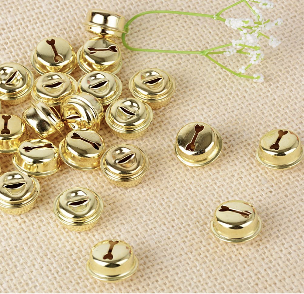 100pcs Cascabeles Dorados para Decoración de Navidad y Manualidades DIY 30mm