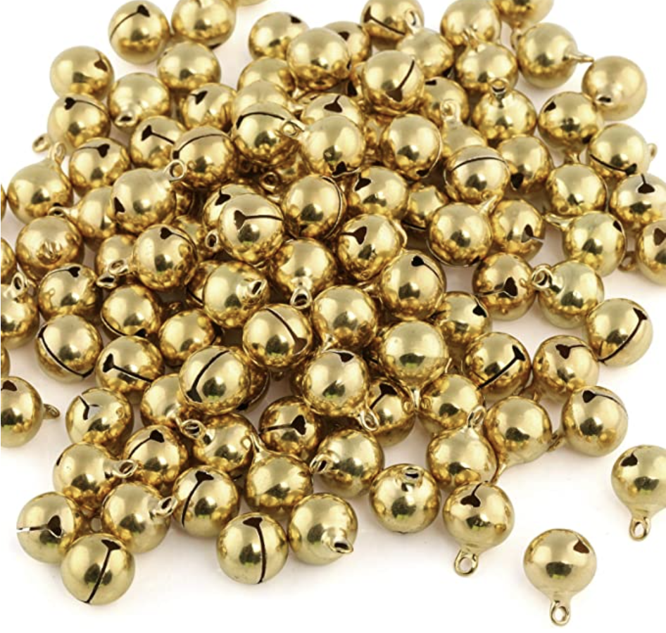 100pcs Cascabeles Dorados para Decoración de Navidad y Manualidades DIY 34mm