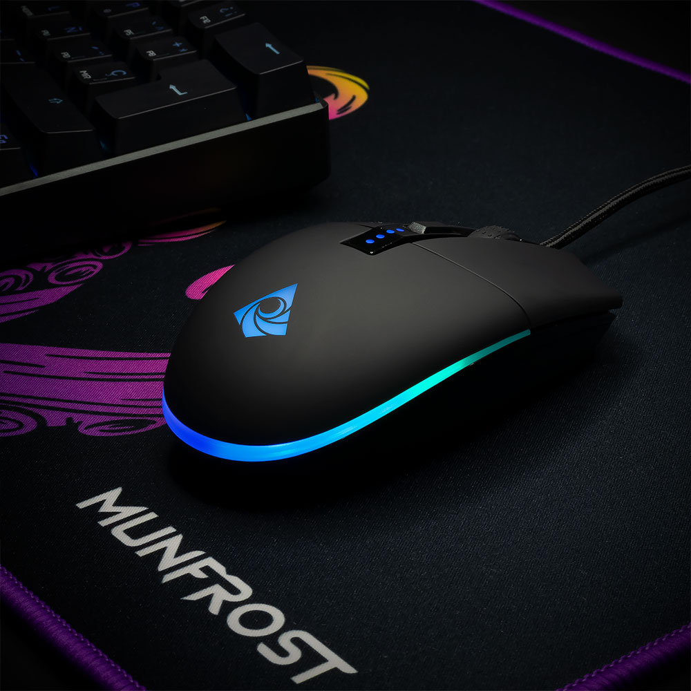 MOUSE GAMER MUNFROST TRITON BLACK RGB