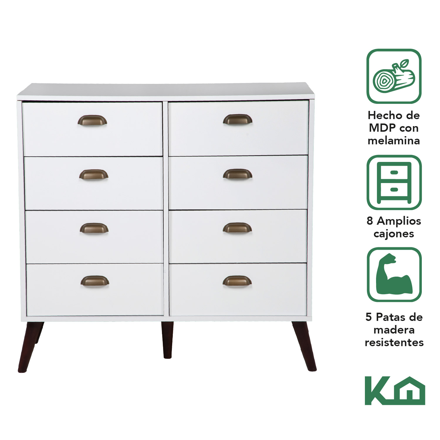 Mueble Cajonero Comoda Organiador Ropa 8 Cajones 90cm Blanco 