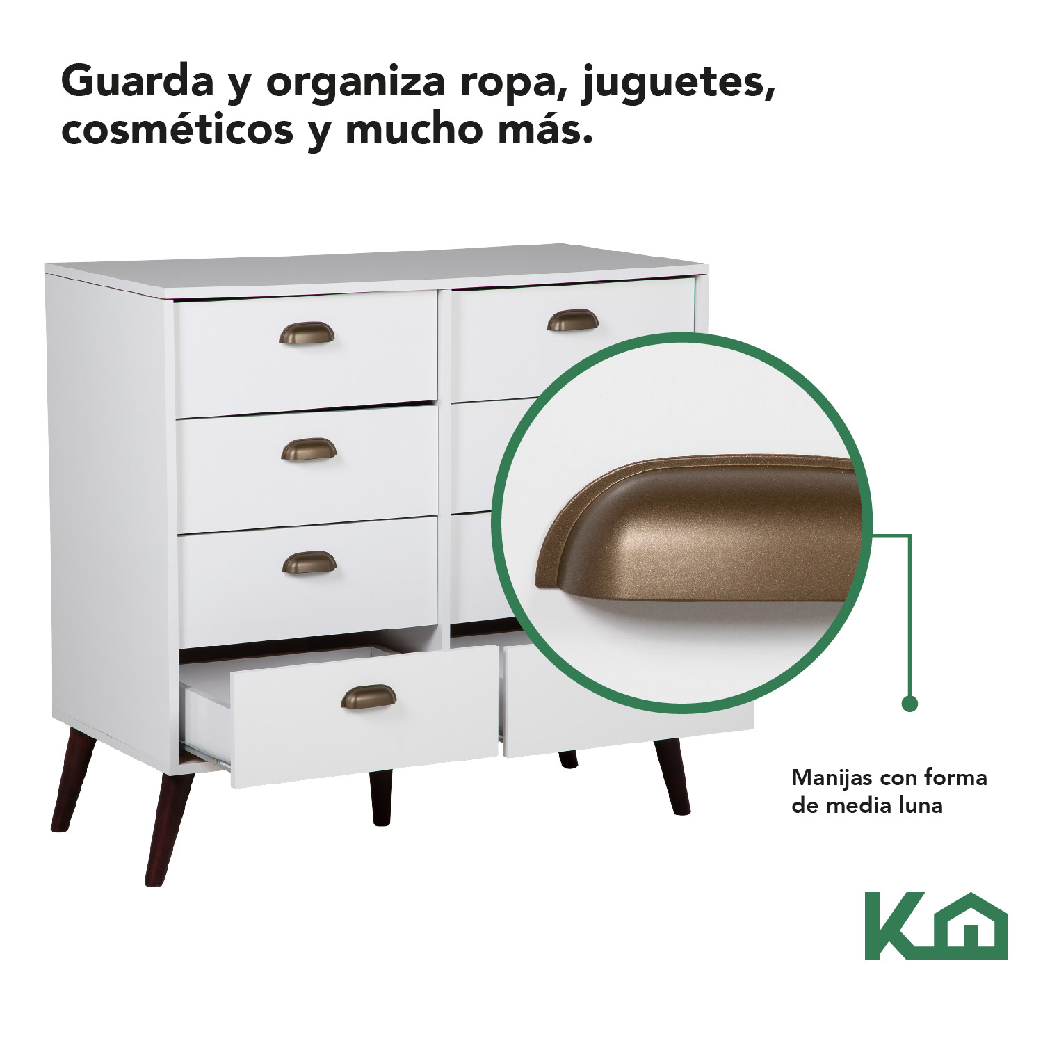 Mueble Cajonero Comoda Organiador Ropa 8 Cajones 90cm Blanco 
