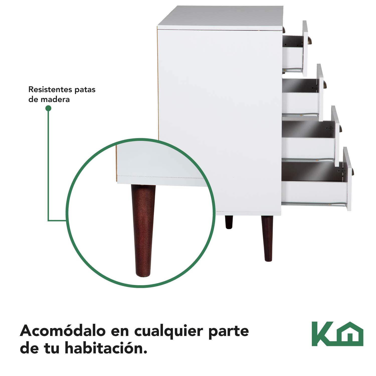 Mueble Cajonero Comoda Organiador Ropa 8 Cajones 90cm Blanco 