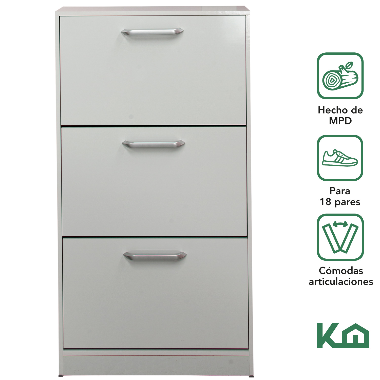 Mueble Zapatero Zapatera Organizador Madera 18 Pares Hogar Blanco