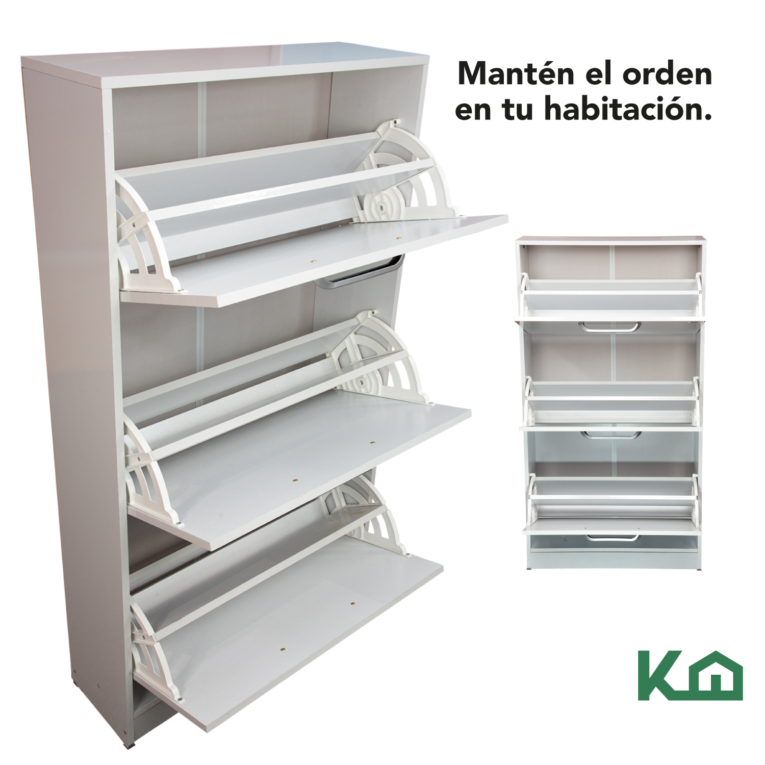 Mueble Zapatero Zapatera Organizador Madera 18 Pares Hogar Blanco