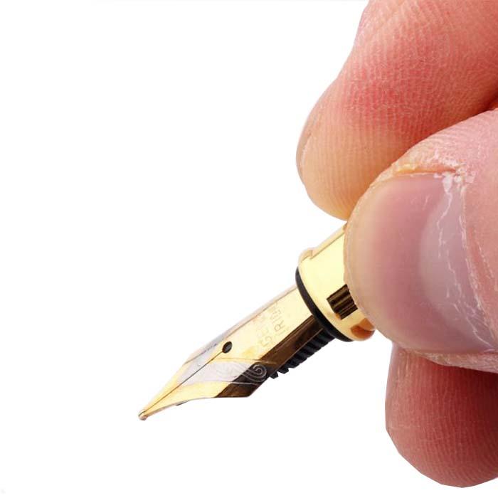 Pluma Fuente Punto Fino MXBWY-010-2 2pzas 0,5mm Punta NegroDorado 2 Tintas Rojas Acero Inoxidable Para Cartucho SmallCartri 3,4mm, BlackWhite