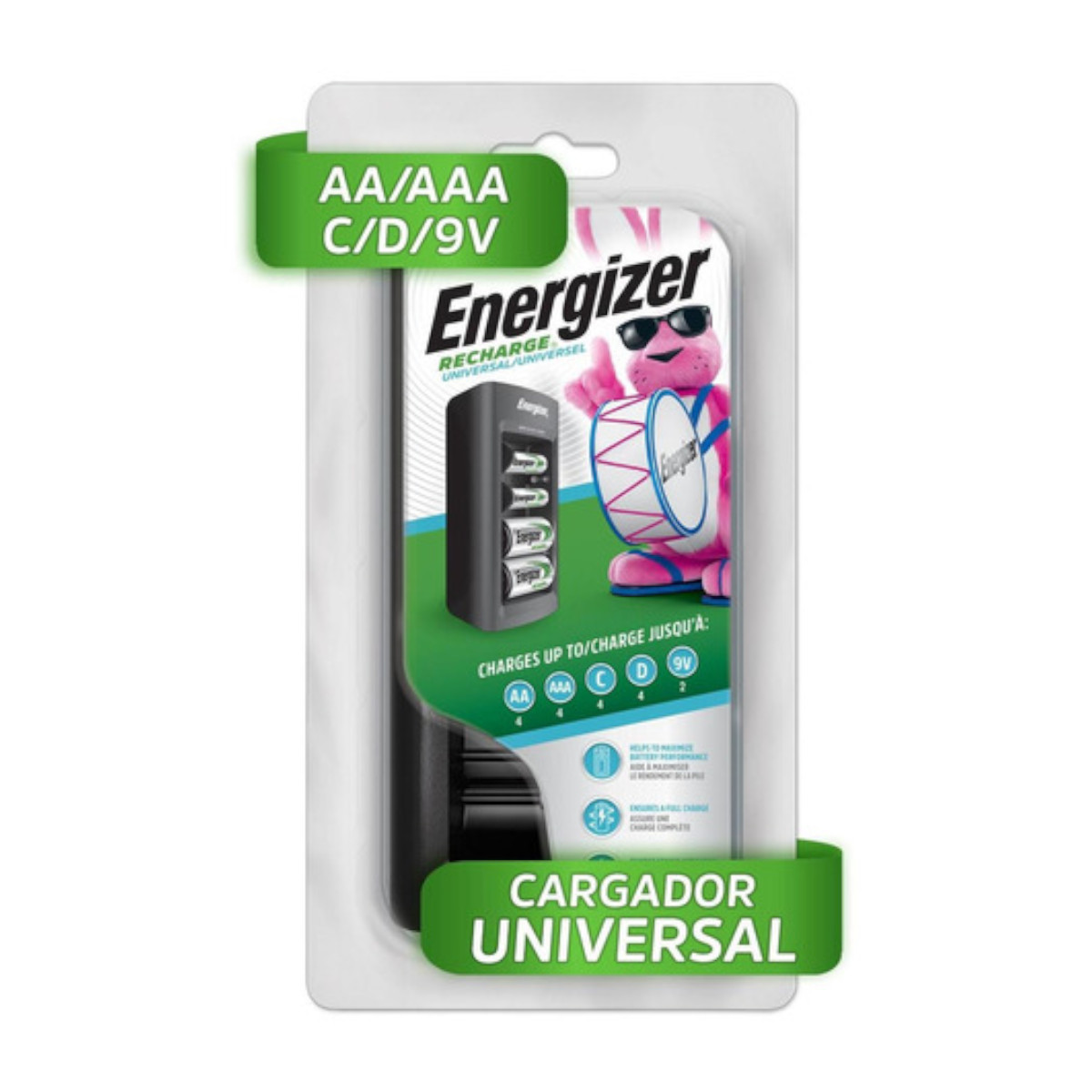 Cargador Universal Pilas Energizer + 2 Pilas Recargables C