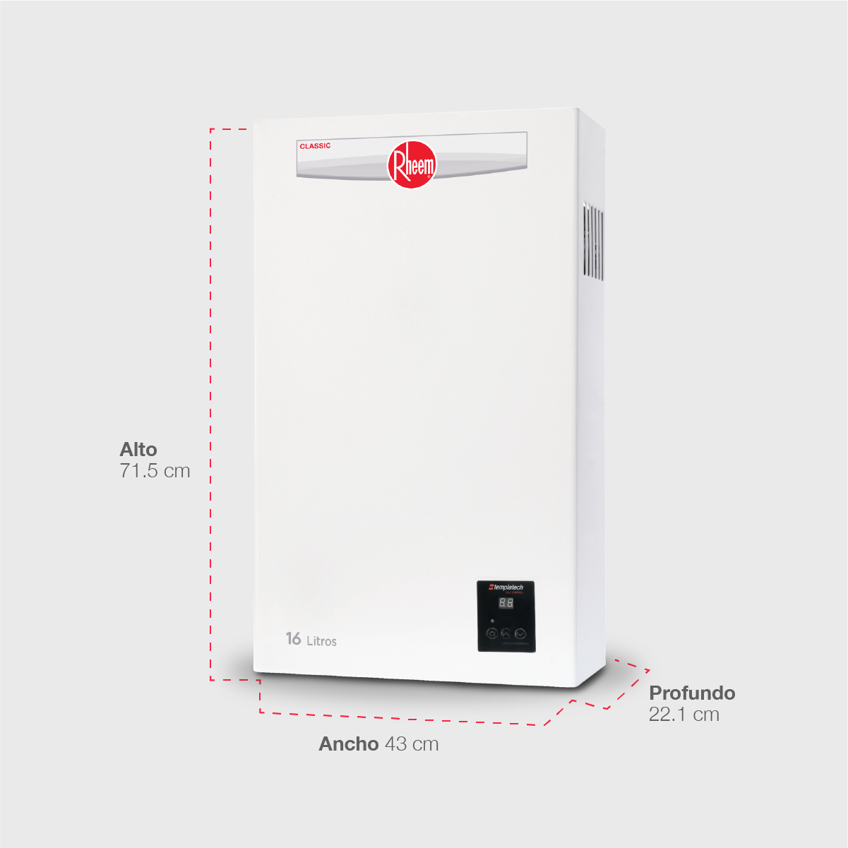 Calentador de Agua Instantaneo 16 Litros por Min Gas LP 3 Servicios