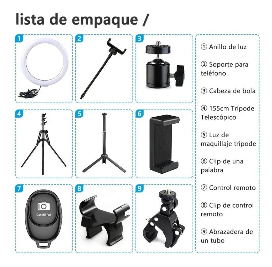 Aro De Luz Con Tripode Para Telefono Foto Estudio Grabacion De Videos  Maquillaje