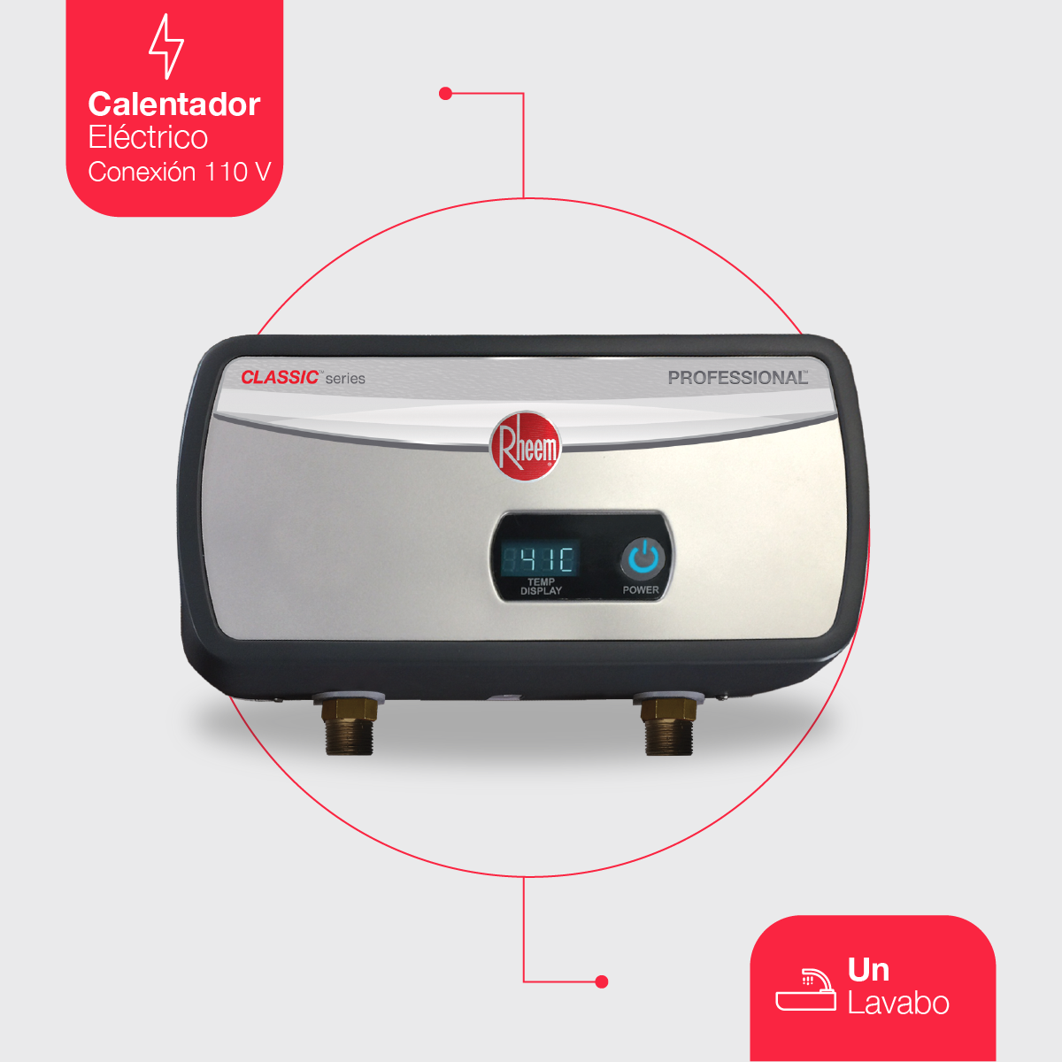 Calentador de agua instantaneo electrico Rheem 4 kW 127 V 0.5 servicio