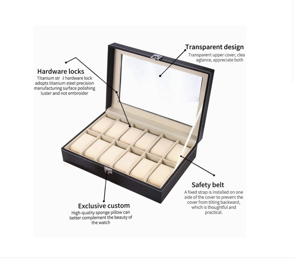 Estuche Organizador De Relojes Y Joyas Con 12 Espacios