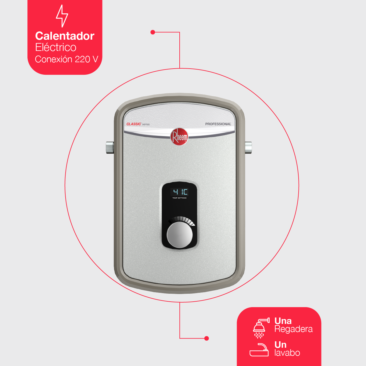 Calentador de Agua Instantaneo Electrico Rheem 13 kW 220 V 1.5 servicios