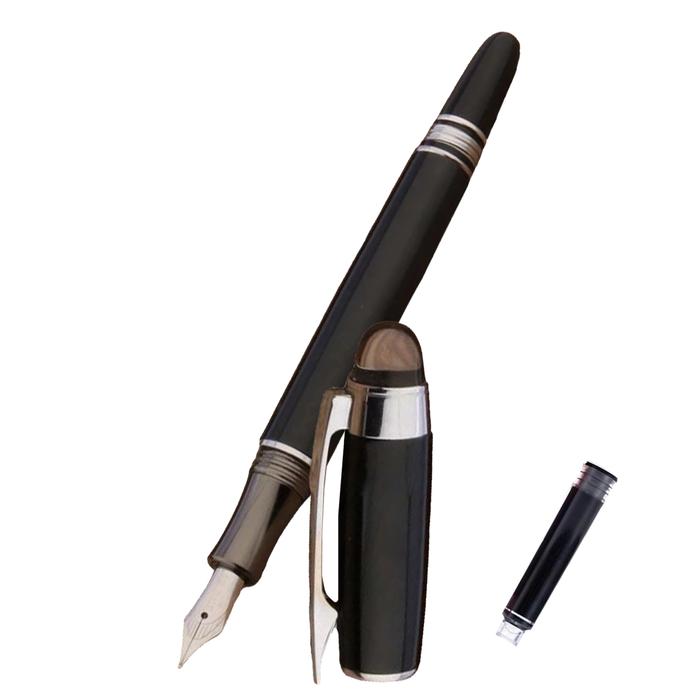 Bolígrafo Tipo Fuente Profesional MXBKX-011-2 1pza 0,5mm Punta CaféNegro 1 Tinta Rosa Acero Inoxidable Para Cartucho SmallCartri 3,4mm, BlackXury