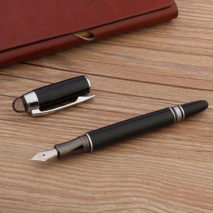 Bolígrafo Tipo Fuente Profesional MXBKX-011-2 1pza 0,5mm Punta CaféNegro 1 Tinta Rosa Acero Inoxidable Para Cartucho SmallCartri 3,4mm, BlackXury