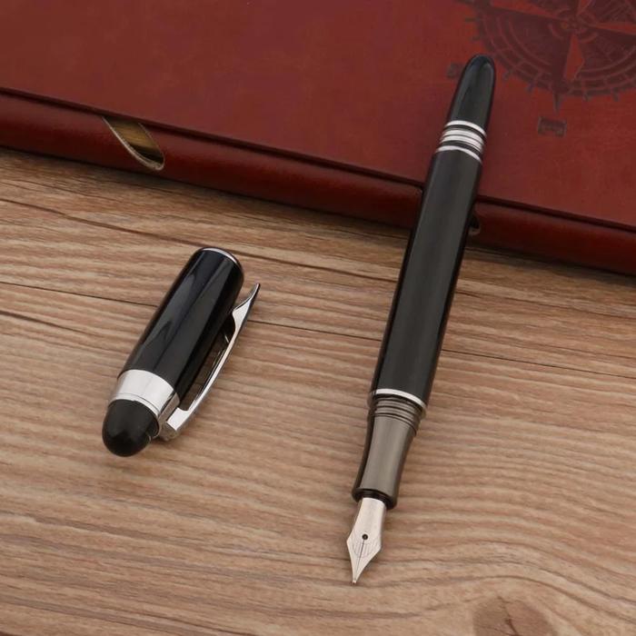 Bolígrafo Tipo Fuente Profesional MXBKX-011-2 1pza 0,5mm Punta CaféNegro 1 Tinta Rosa Acero Inoxidable Para Cartucho SmallCartri 3,4mm, BlackXury