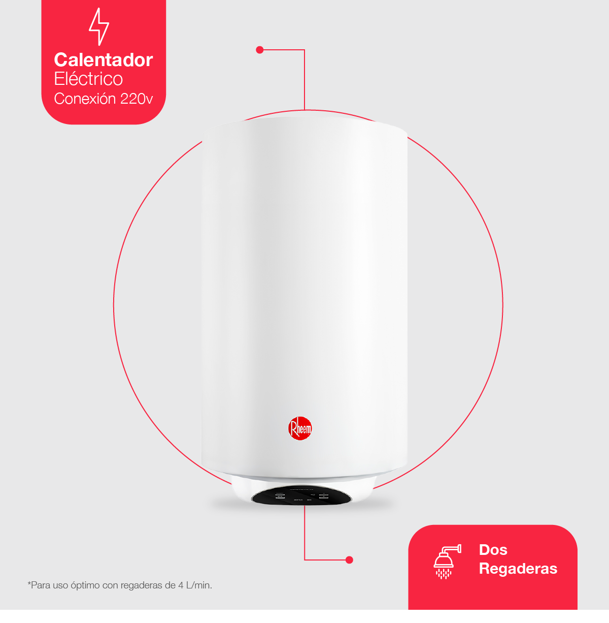 Calentador Agua Deposito Electrico Mural Rheem 80Litros 220V 2 Servicios