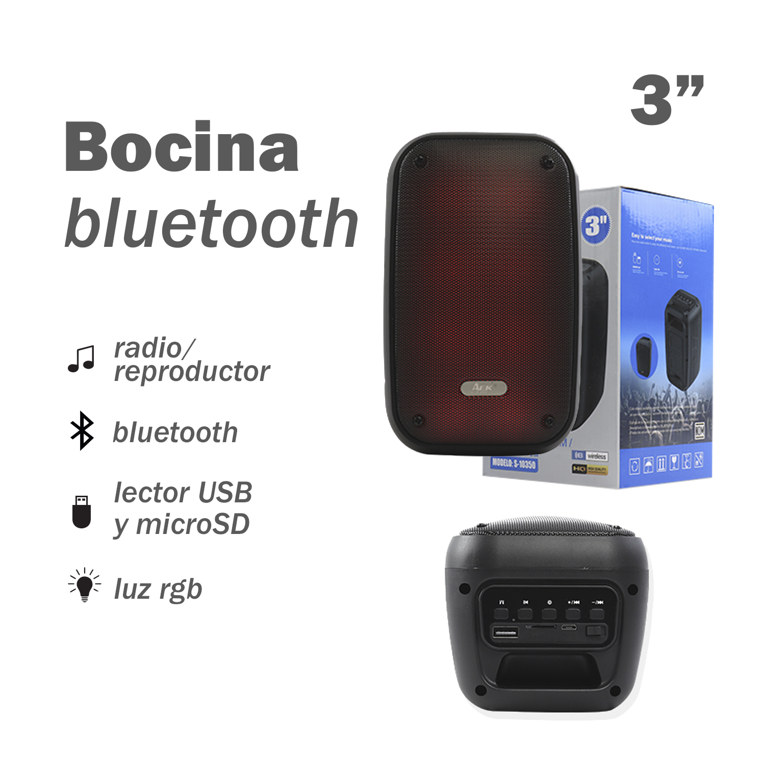 Bocina Portátil Bluetooth de 3" Link Bits S-10350