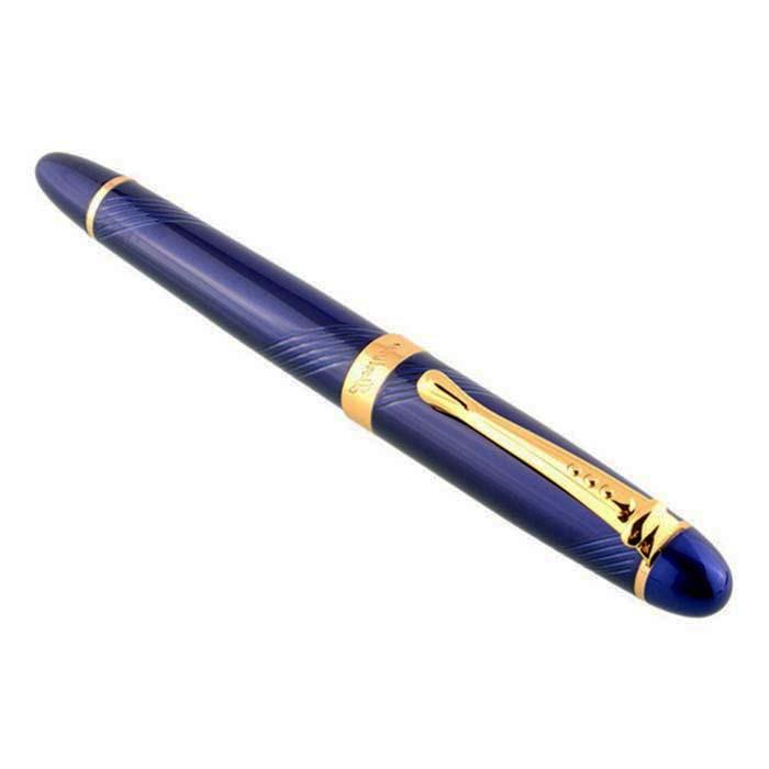 Plumas Fuente Elegante MXBEC-009-2 1pza 0,5mm Punta AzulDorado 1 Tinta Roja Acero Inoxidable Para Cartucho SmallCartri 3,4mm, BlueSpace