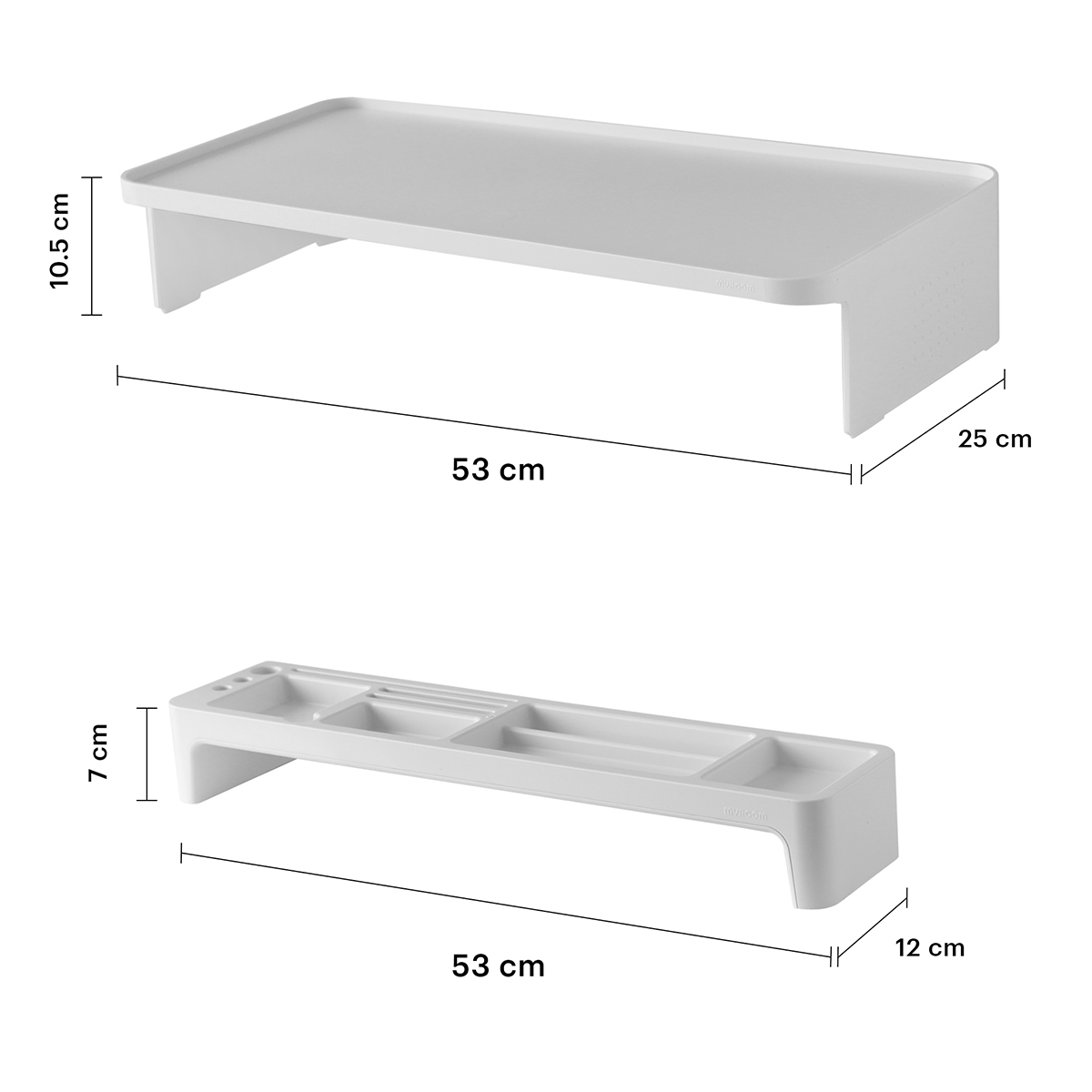 Set Organizador De Escritorio Stand Minimalista Para Monitor Blanco 