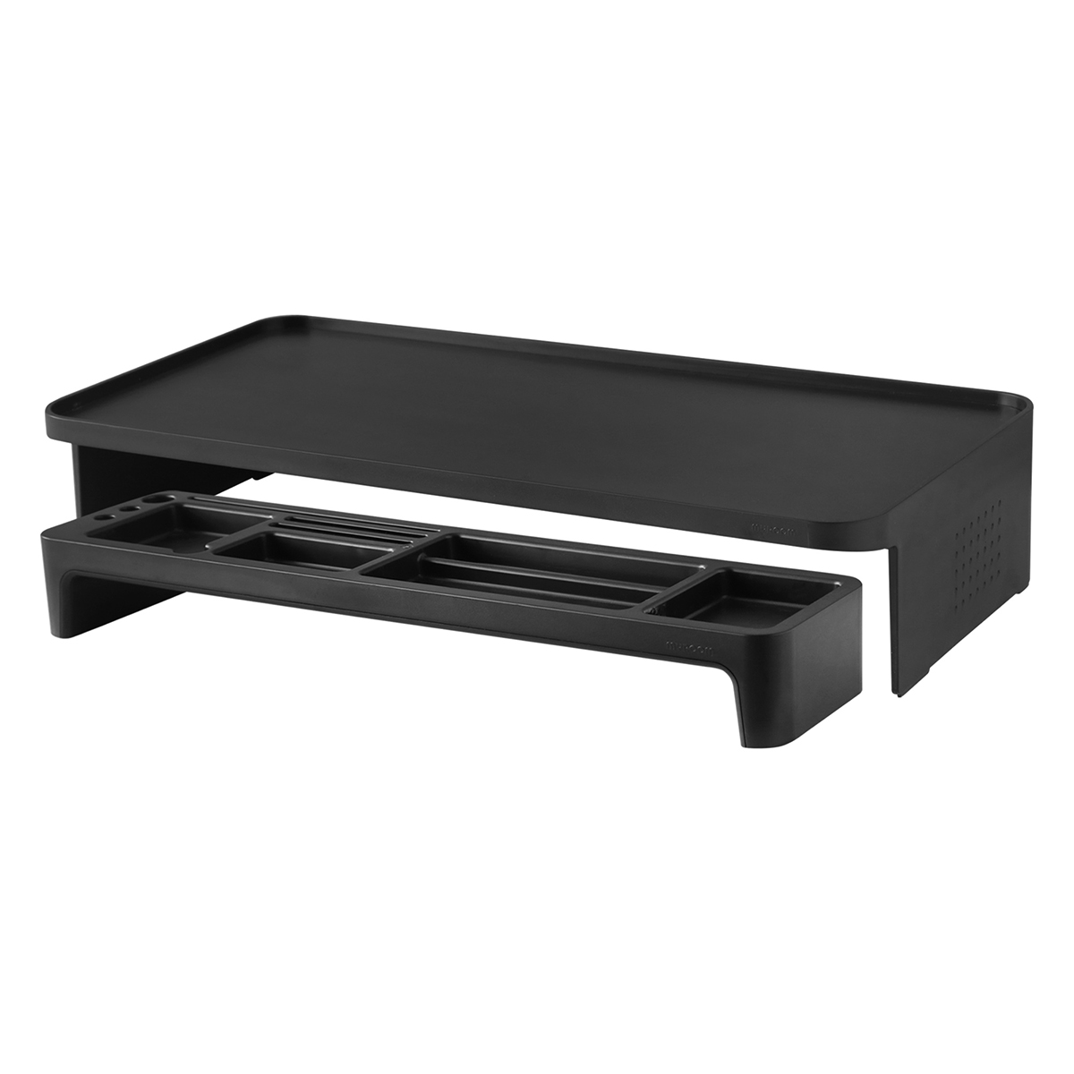 Set Organizador De Escritorio Stand Minimalista Para Monitor Negro