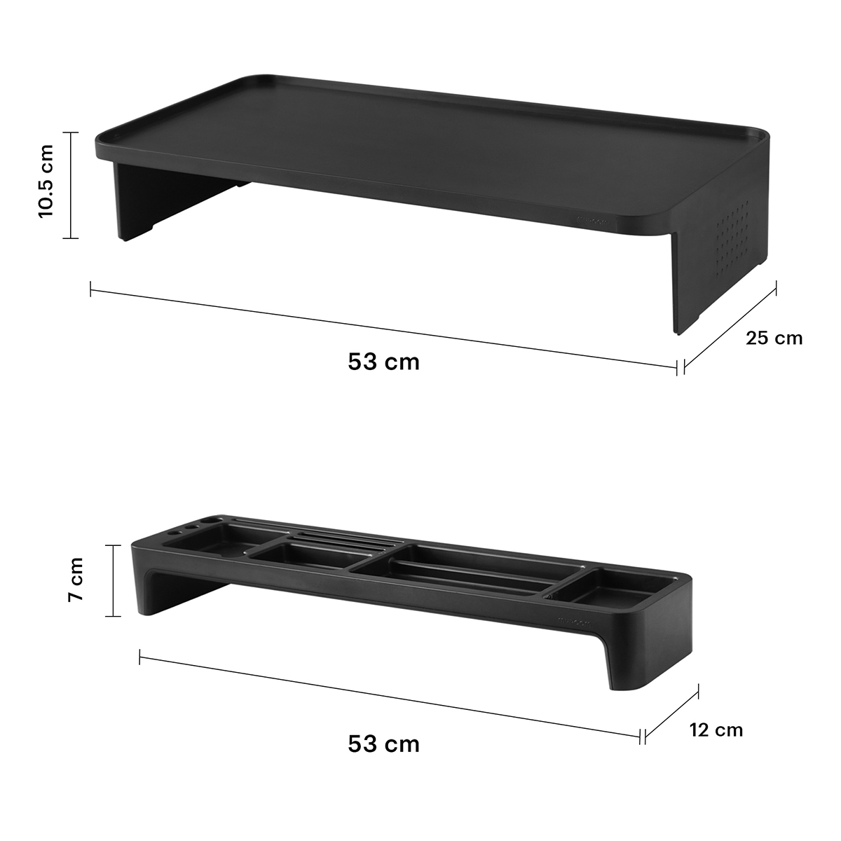 Set Organizador De Escritorio Stand Minimalista Para Monitor Negro