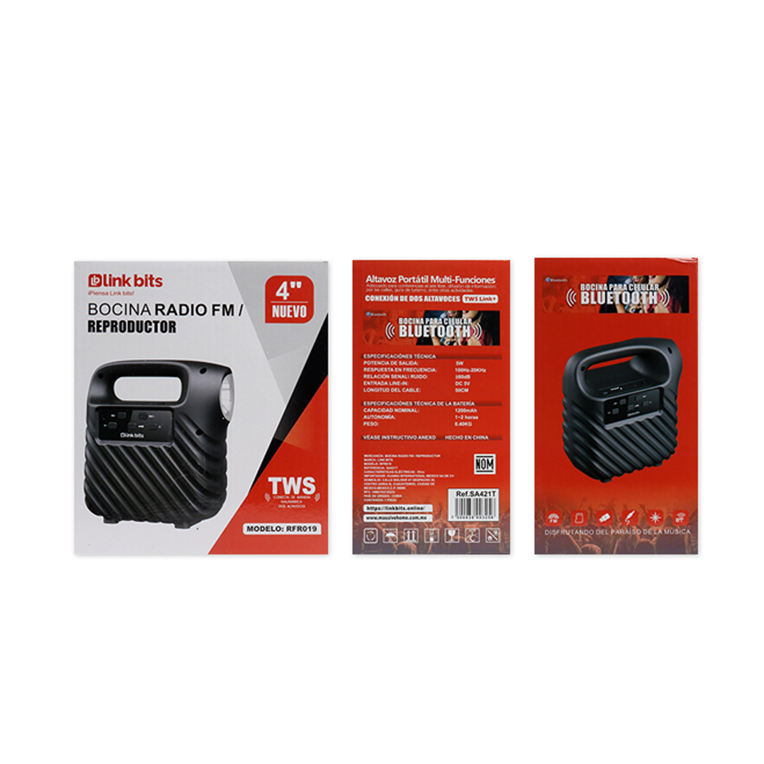 Bocina Portátil Bluetooth de 4" con Linterna Link Bits SA421T