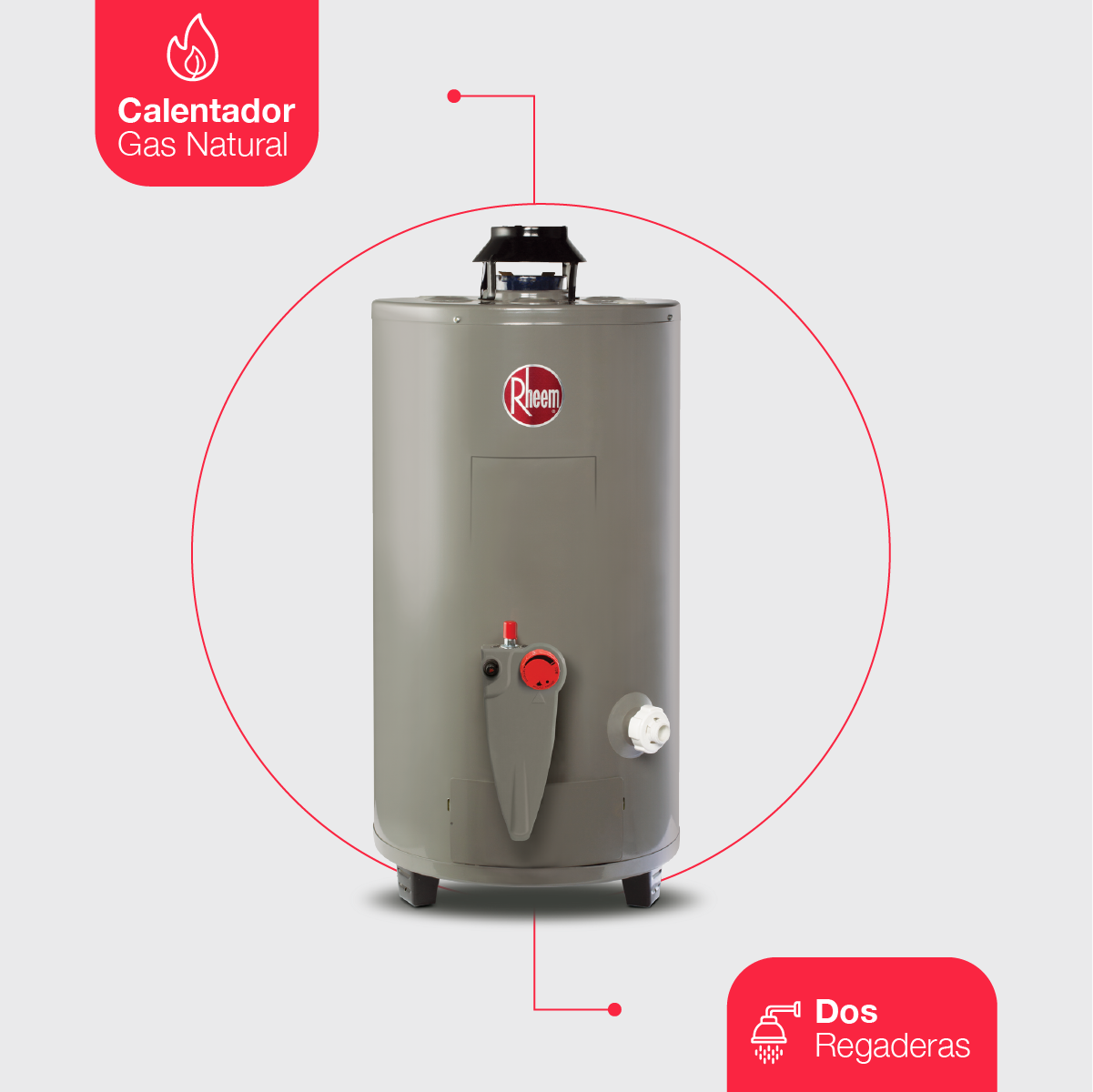 Calentador de Agua Todo Terreno Alto Rendimiento 48 Litros a Gas Natural 2 Servicios