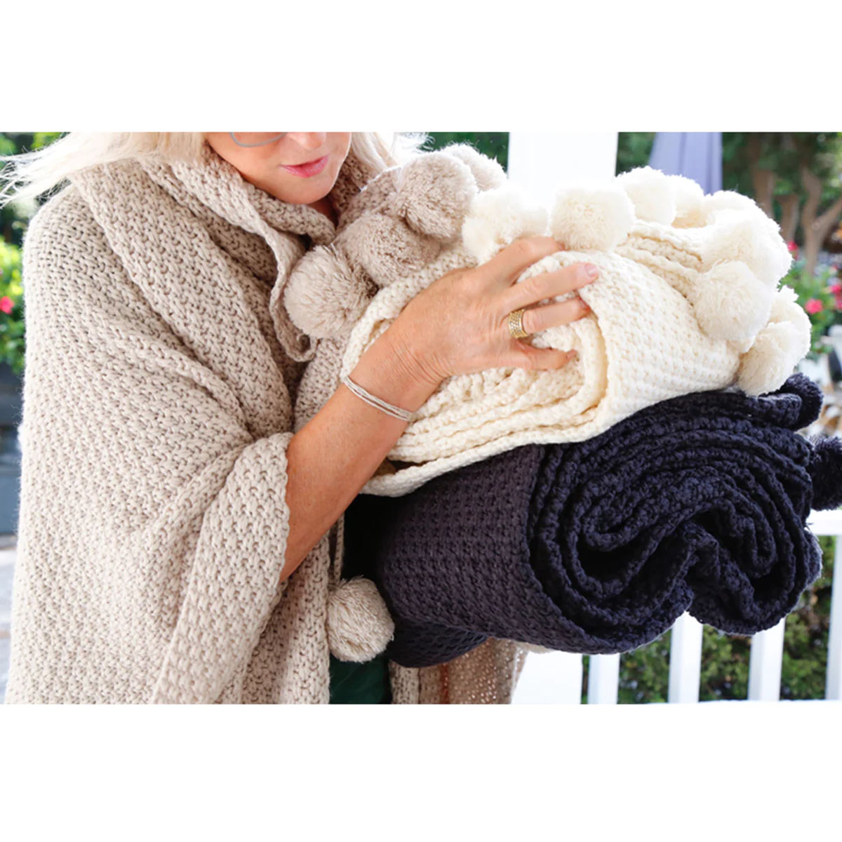 Frazada Tejida, Blanca