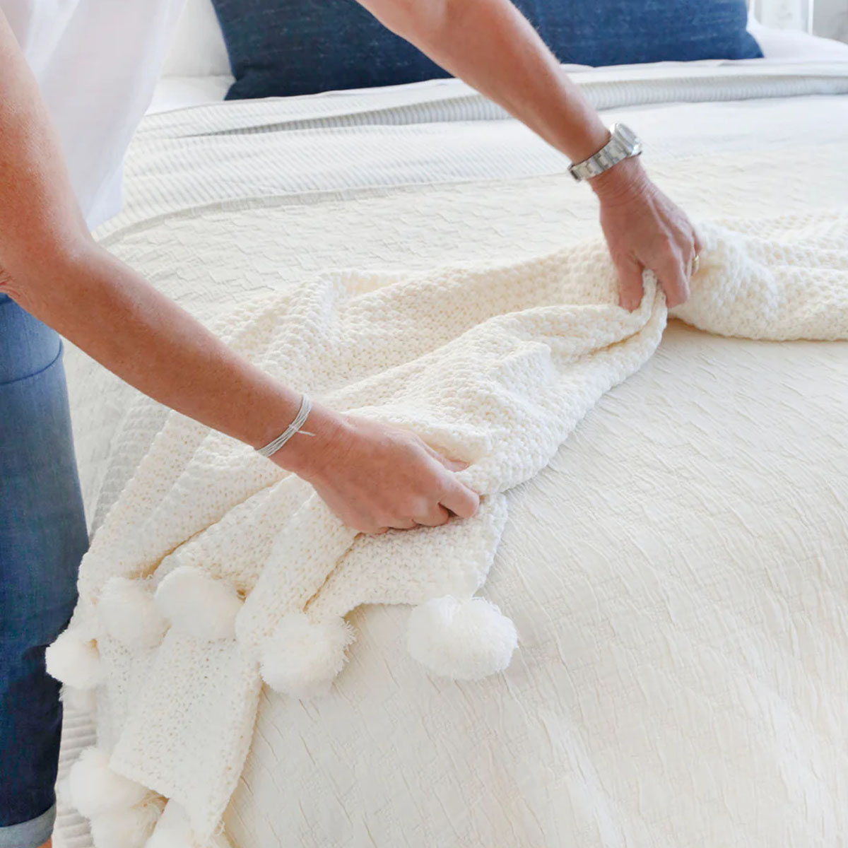 Frazada Tejida, Blanca